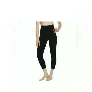 ASSETS RED HOT LABEL SPANX Women's Black Leggings with Leather Trim S petite